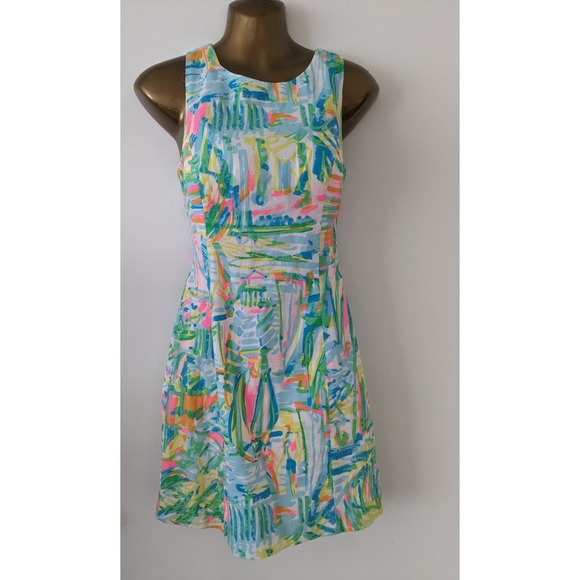Lilly Pulitzer Sz 0 COURTNEY Sea Salt & Sun Bold Print Dress - Picture 10 of 10
